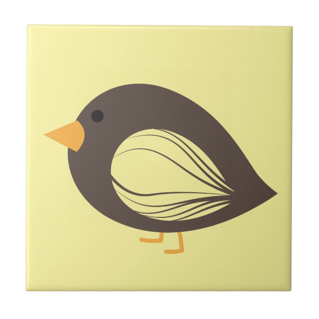 Cute colourful quirky birds ceramic tile (Front)