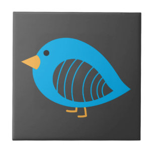 Cute colourful quirky birds ceramic tile