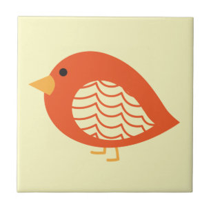Cute colourful quirky birds ceramic tile