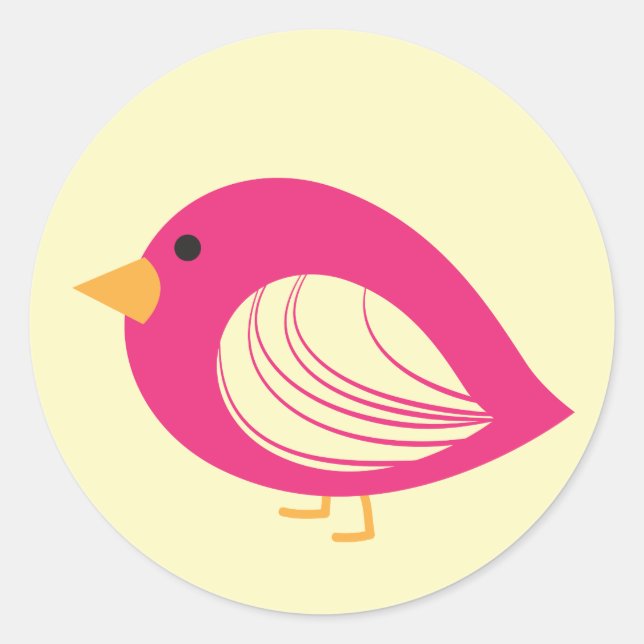 Cute colourful quirky birds classic round sticker (Front)