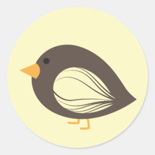 Cute colourful quirky birds classic round sticker