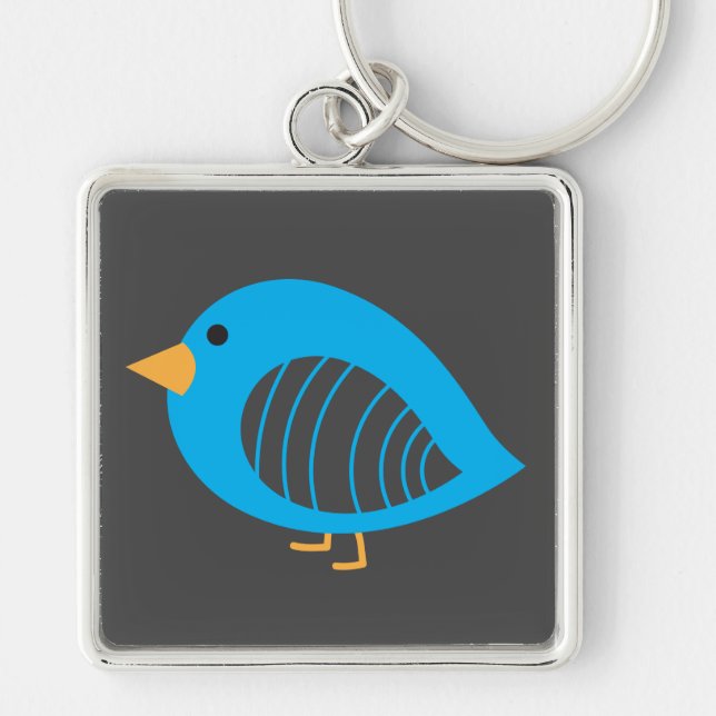 Cute colourful quirky birds keychain (Front)