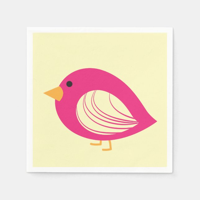 Cute colourful quirky birds napkins (Front)
