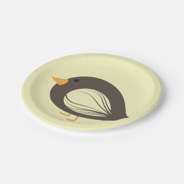 Cute colourful quirky birds paper plate (Angled)