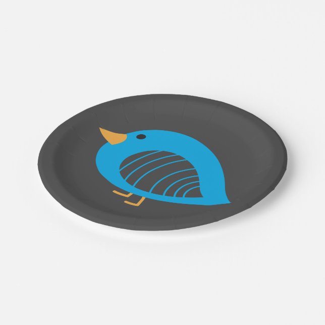 Cute colourful quirky birds paper plate (Angled)