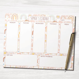 Cute Colourful Rainbow Abstract Weekly Schedule Notepad