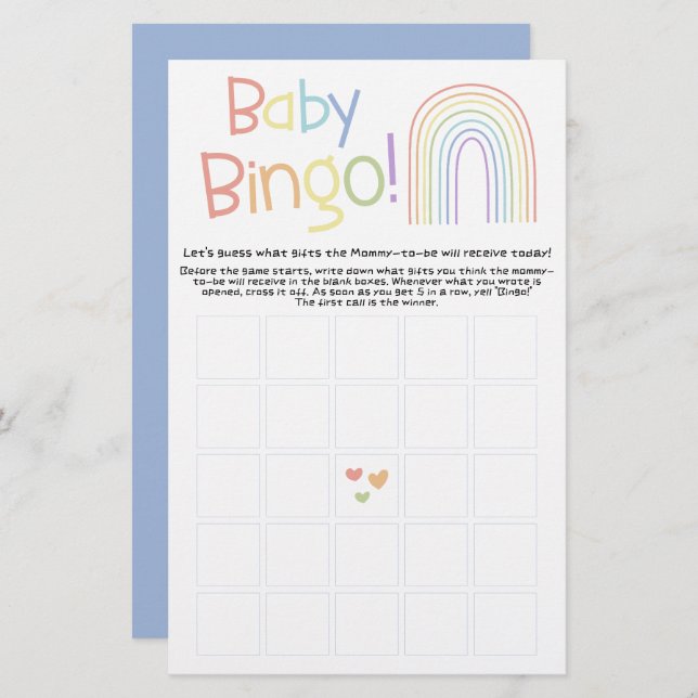 Cute Colourful Rainbow Baby Bingo Game Flyer (Front/Back)