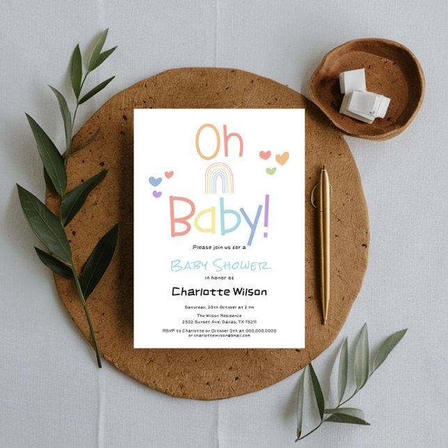 Cute Colourful Rainbow Baby Shower Invitation (Creator Uploaded)