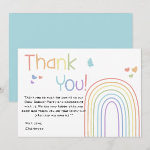 Cute Colourful Rainbow Baby Shower Thank You Card