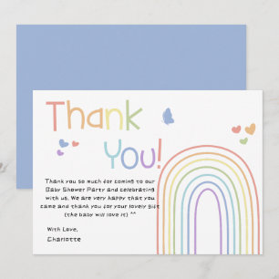 Cute Colourful Rainbow Baby Shower Thank You Card