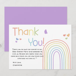 Cute Colourful Rainbow Baby Shower Thank You Card