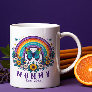 Cute Colourful Rainbow Butterfly New Mummy Gift  Coffee Mug