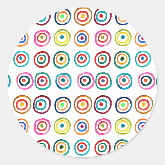 Cute colourful rainbow circles whimsical classic round sticker (Front)