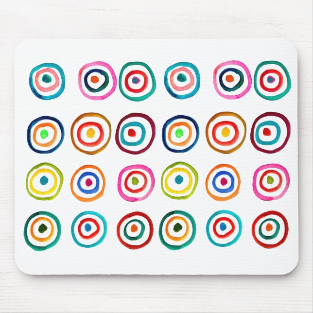 Cute colourful rainbow circles whimsical mouse pad (Front)