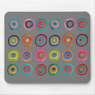 Cute colourful rainbow circles whimsical mouse pad
