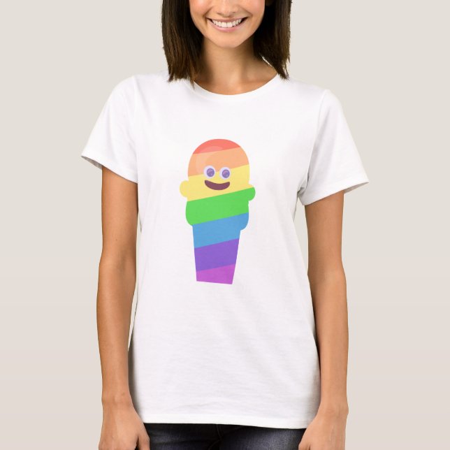 Cute Colourful Rainbow Cone Icon Logo Design T-Shirt (Front)