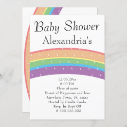 Cute Colourful Rainbow Gender Neutral Baby Invitation