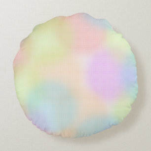 Cute Colourful Rainbow Geometric Circle Pattern Round Cushion