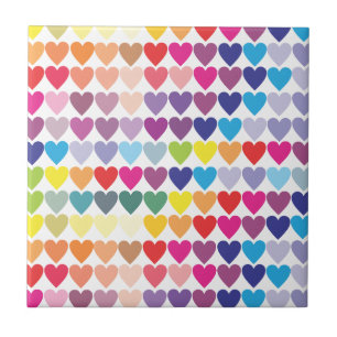 Cute Colourful Rainbow Heart Pattern Ceramic Tile