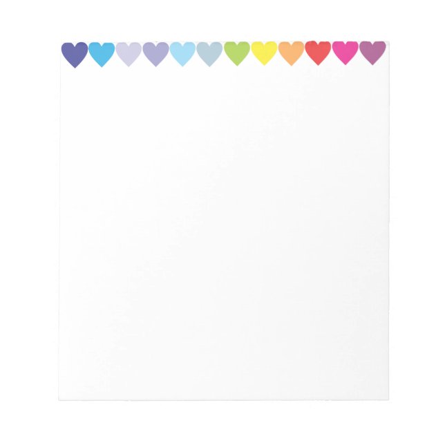 Cute Colourful Rainbow Heart Pattern Notepad (Front)