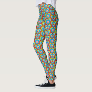 Cute Colourful Rainbow Hearts All Over Pattern Leggings