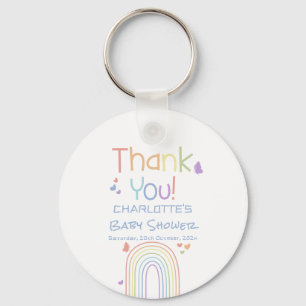 Cute Colourful Rainbow & Hearts Baby Shower Key Ring