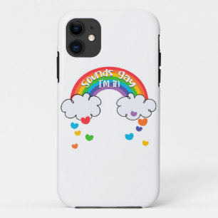 Cute Colourful Rainbow Hearts Sounds Gay I'm In iPhone 11 Case