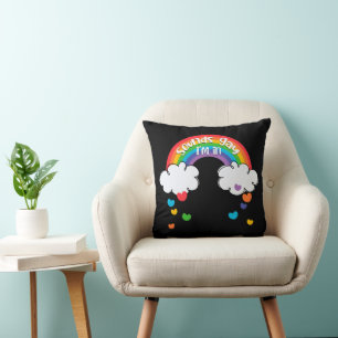 Cute Colourful Rainbow Hearts Sounds Gay I'm In Cushion