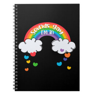 Cute Colourful Rainbow Hearts Sounds Gay I'm In Notebook