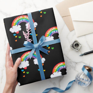 Cute Colourful Rainbow Hearts Sounds Gay I'm In Wrapping Paper