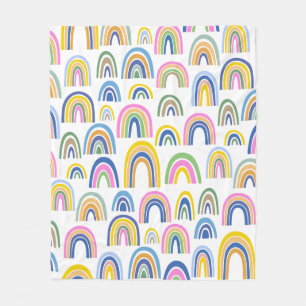 Cute Colourful Rainbow Pattern in Pink and Yellow  Fleece Blanket