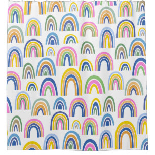 Cute Colourful Rainbow Pattern in Pink and Yellow  Shower Curtain