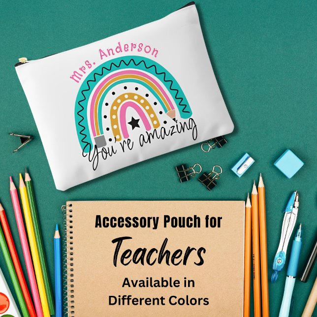 Cute Colourful Rainbow Teacher Appreciation Gifts Accessory Pouch (Creator Uploaded)