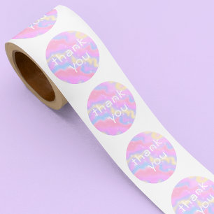Cute Colourful Rainbow Thank You Classic Round Sticker