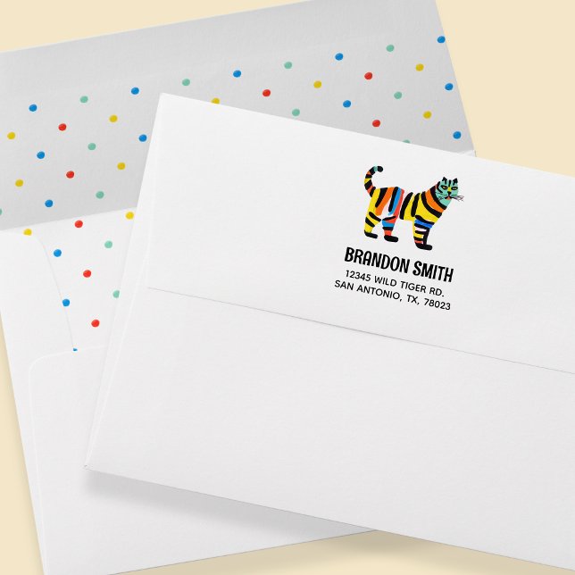 Cute Colourful Rainbow Tiger Birthday Party Envelope (Creator Uploaded)