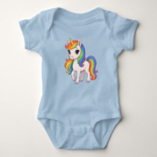 Cute, Colourful Rainbow unicorn Baby Bodysuit