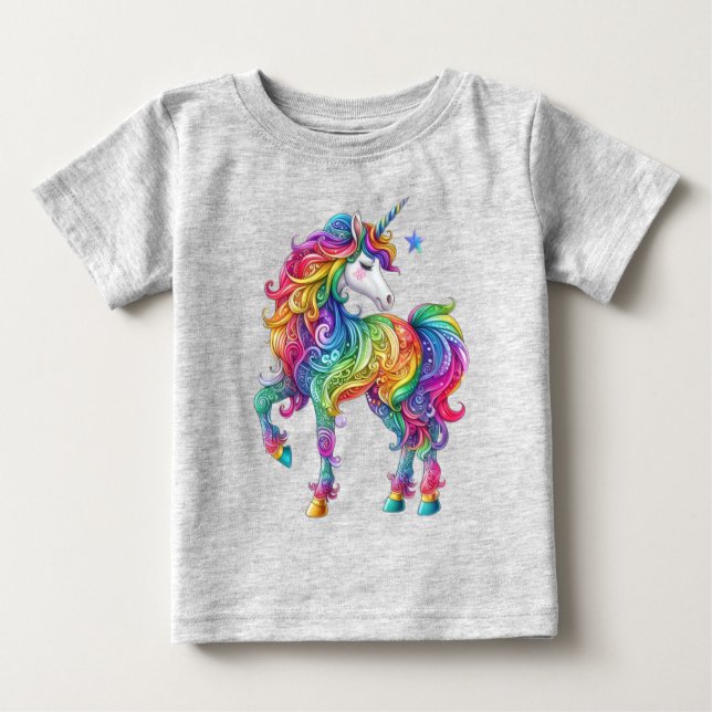Cute, Colourful Rainbow unicorn Baby T-Shirt (Front)