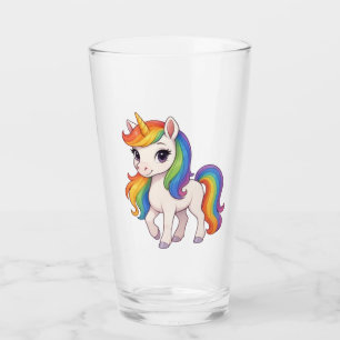 Cute, Colourful Rainbow unicorn  Glass