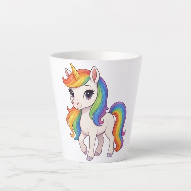 Cute, Colourful Rainbow unicorn  Latte Mug (Front)