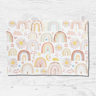 Cute Colourful Rainbows and Daisy Flowers Abstract Pillowcase