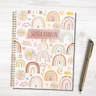 Cute Colourful Rainbows and Daisy Flowers Abstract Planner