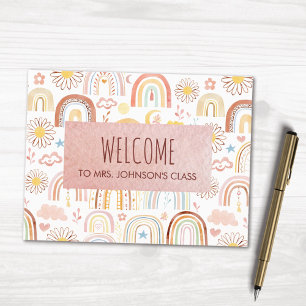 Cute Colourful Rainbows and Daisy Flowers Abstract Postcard