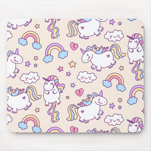 Cute & Colourful Rainbows and Unicorns | Mousepad (Front)