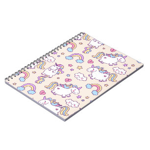 Cute & Colourful Rainbows and Unicorns   Notebook