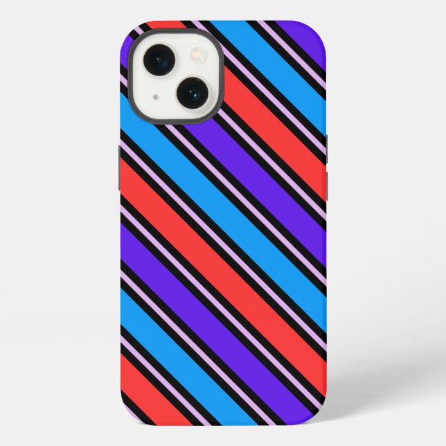 Cute Colourful Red Blue Stripes Pattern          iPhone Case (Back)