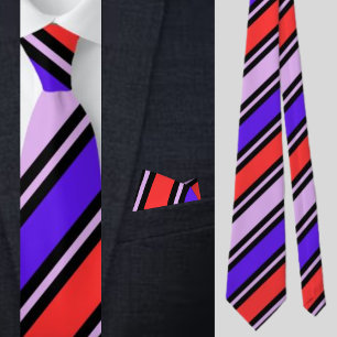 Cute Colourful Red Blue Stripes Pattern          Tie