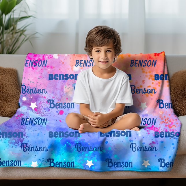 Cute colourful repeating name personalised fleece blanket (Creator Uploaded)
