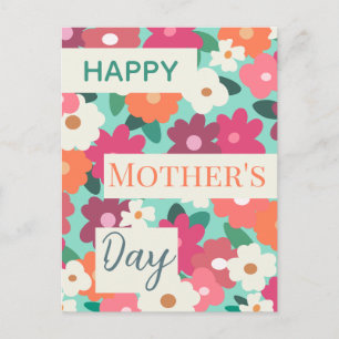 Cute Colourful Retro Floral / Mother's Day Postcard