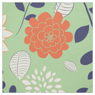 Cute Colourful Retro Floral Pattern Fabric