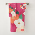 Cute Colourful Retro Florals Bath Towel Set